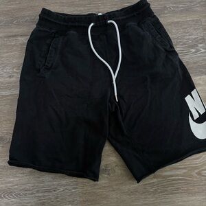 Nike Men's Black Athletic Shorts with White Logo
